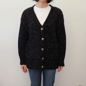Zara Black Speckled Button-Up Cardigan